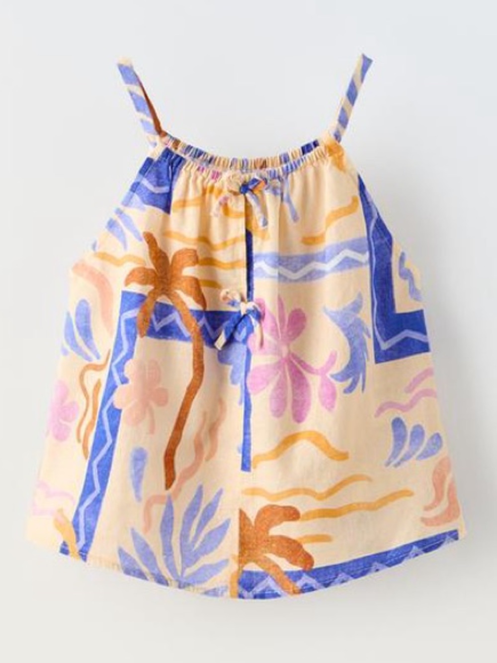 Zara Girls Linen Blend Tropical Print Tank Top size 6